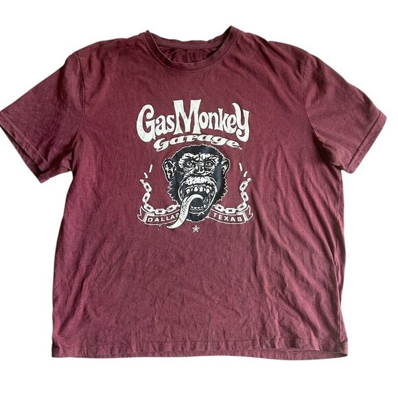Vtg Gas Monkey Garage Auto Worker Tee — Distressed Faded Stained Graphic T-Shirt - Picture 1 of 3